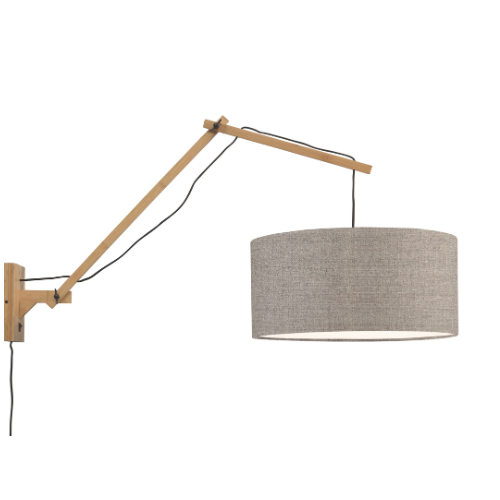 Good&Mojo Wandlamp Andes bamboe nat./kap 47x23cm ecolin. donker, L